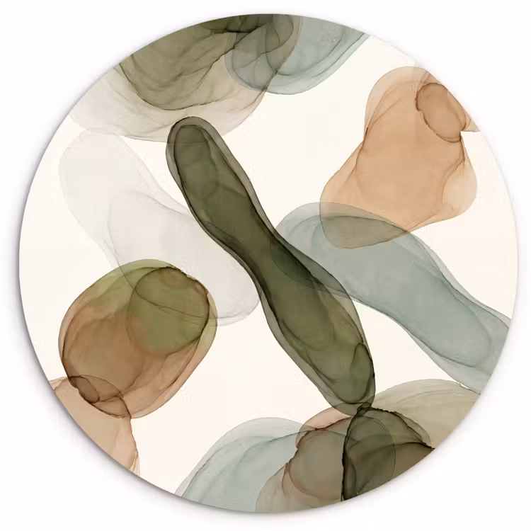 Muurcirkel - Abstract - Vormen - Modern - Kunst - Groen - Bruin — 1