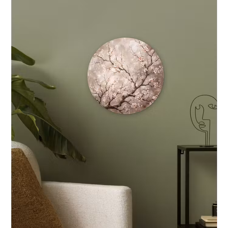 Muurcirkel - Bloesem - Takken - Schilderij - Beige - Serene — 3