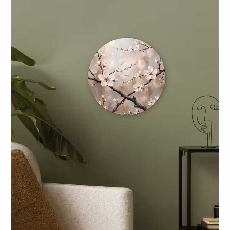 Muurcirkel - Bloesem - Takken - Schilderij - Beige - Serene — 3