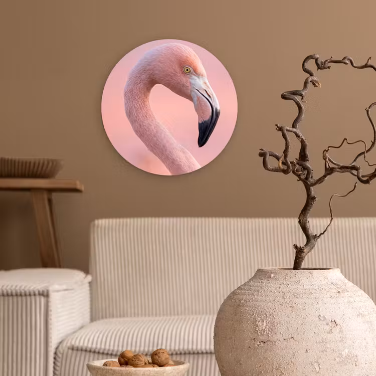 Muurcirkel - Flamingo - Portret - Roze — 2