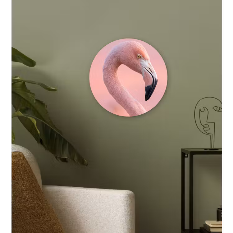 Muurcirkel - Flamingo - Portret - Roze — 3