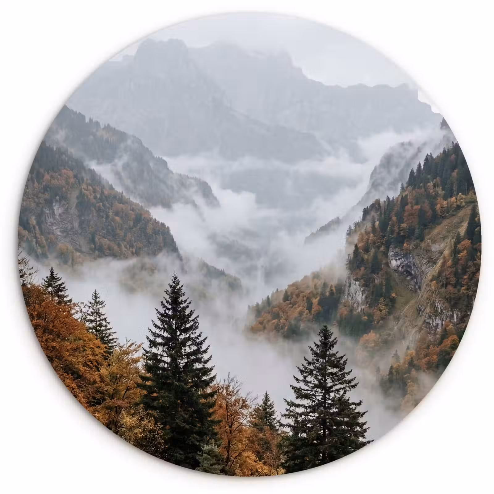 Muurcirkel - Bergen - Vallei - Mist - Herfst - Natuur — 1