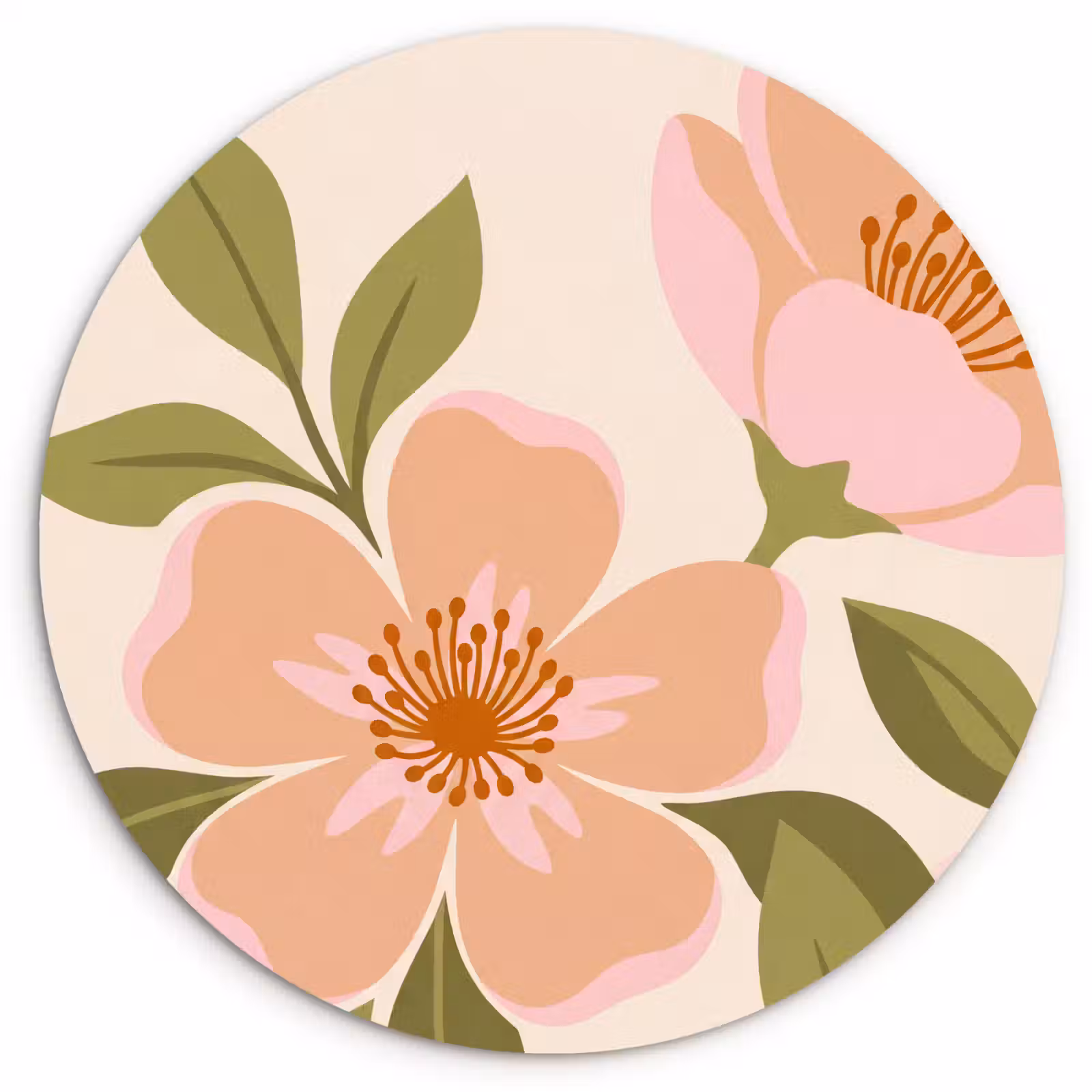 Muurcirkel - Grafisch - Bloemen - Roze — 1