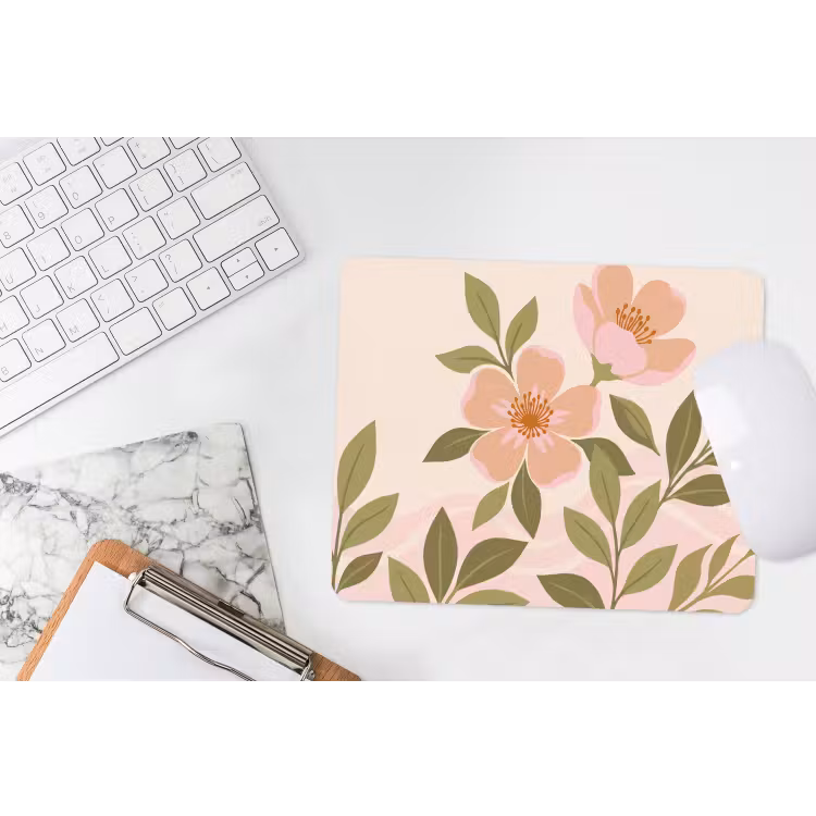 Muismat - Grafisch - Bloemen - Roze — 2