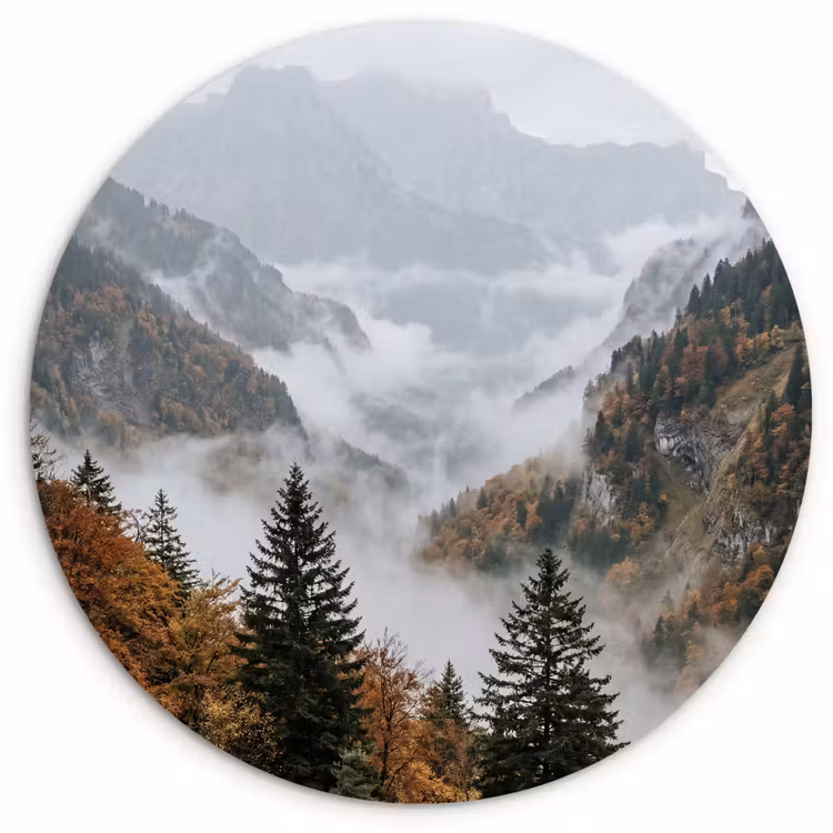 Muurcirkel - Bergen - Vallei - Mist - Herfst - Natuur — 1