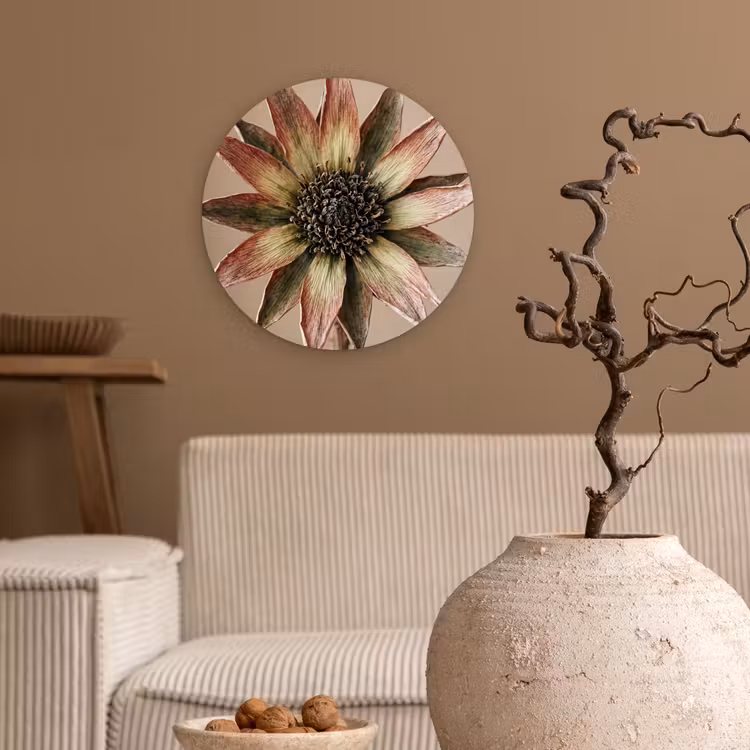 Muurcirkel - Droogbloem - Protea - Vintage - Beige - Rustiek — 2