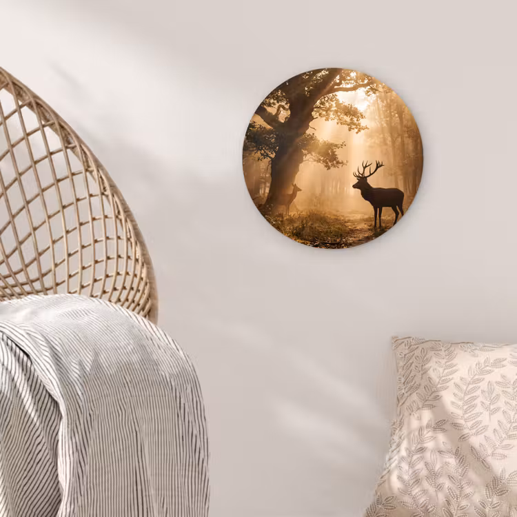 Muurcirkel - Hert - Bos - Mistig - Natuur - Goud — 5