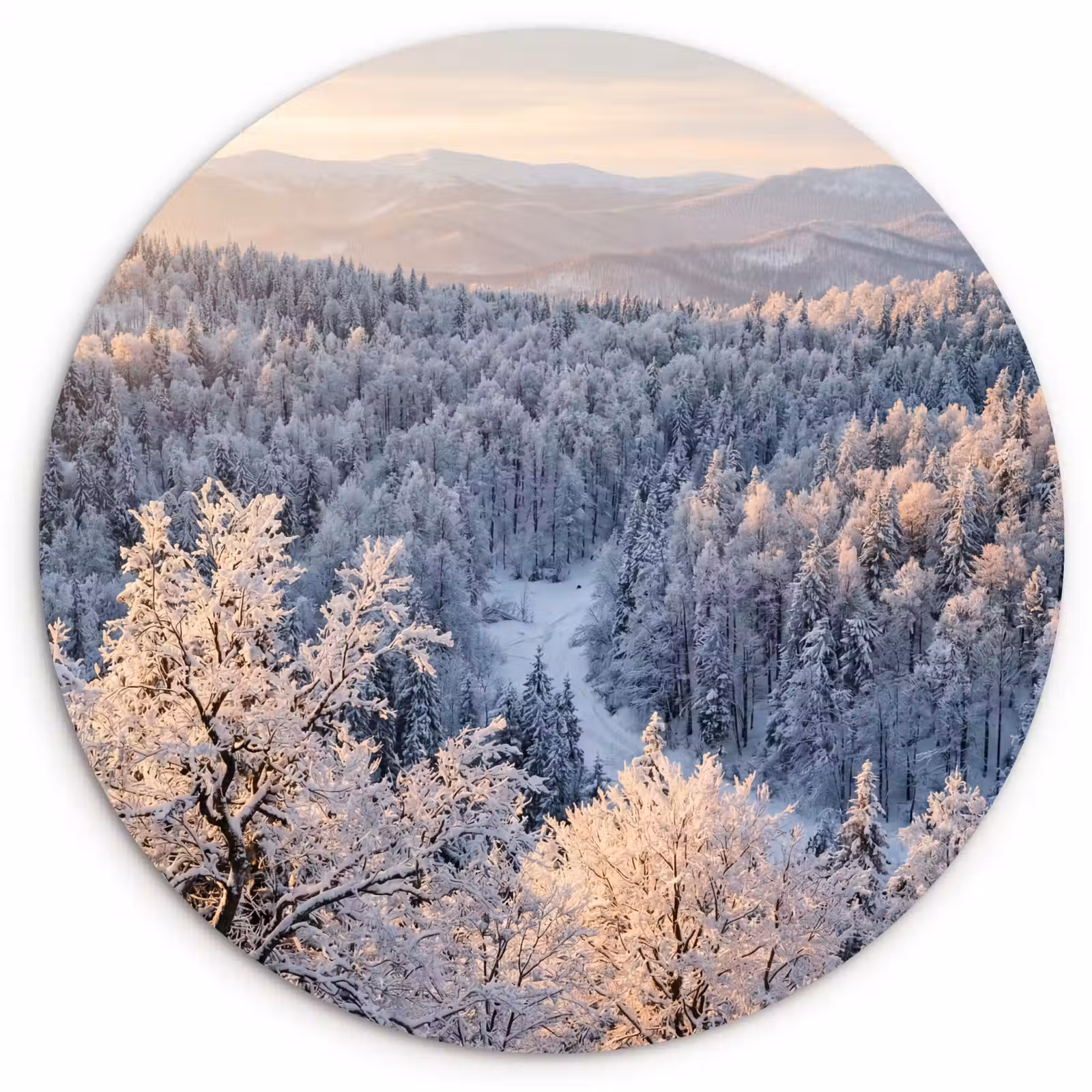 Muurcirkel - Bos - Bergen - Goud - Winter - Warm — 1