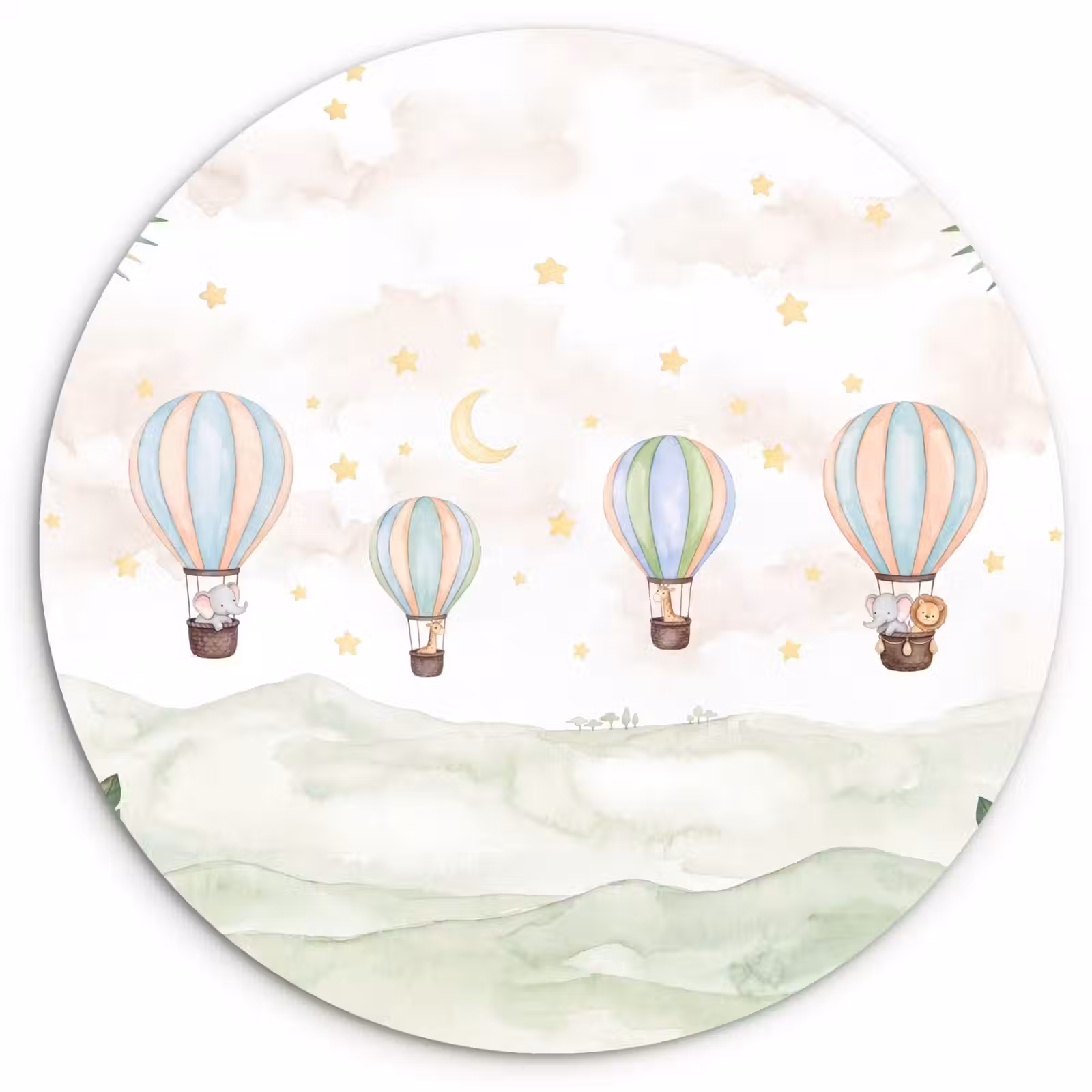 Muurcirkel - Aquarel - Luchtballonnen - Pastel — 1