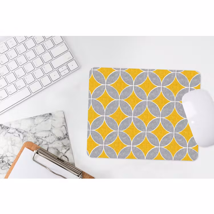 Muismat - Geometrisch - Cirkels - Textuur - Grijs - Geel — 2