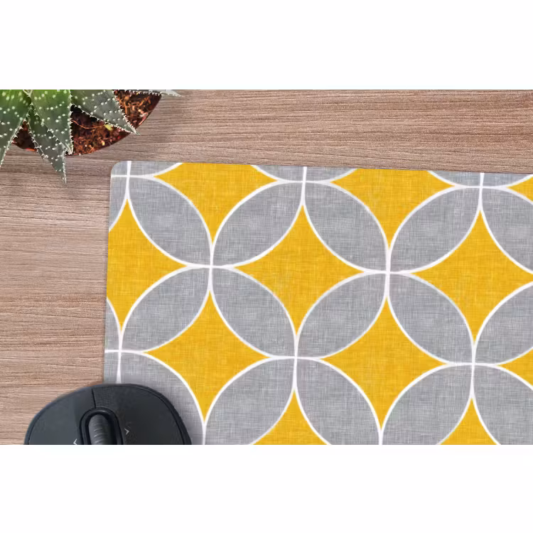 Muismat - Geometrisch - Cirkels - Textuur - Grijs - Geel — 4