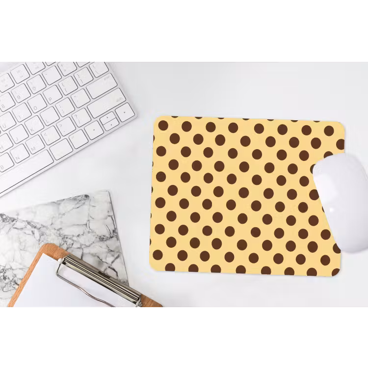 Muismat - Polka Dot - Stippen - Retro - Geel - Bruin — 2