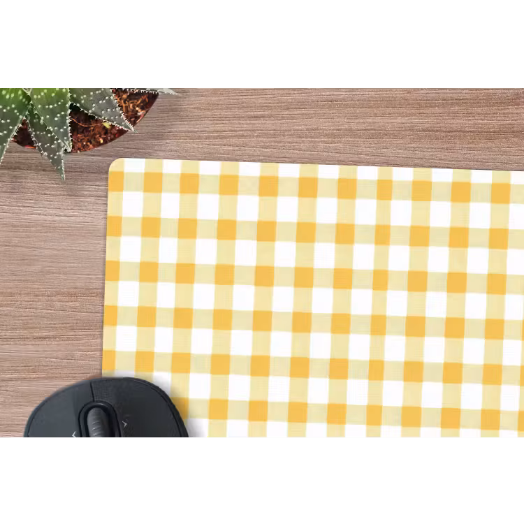 Muismat - Ruit - Gingham - Klassiek - Geel en Wit — 4