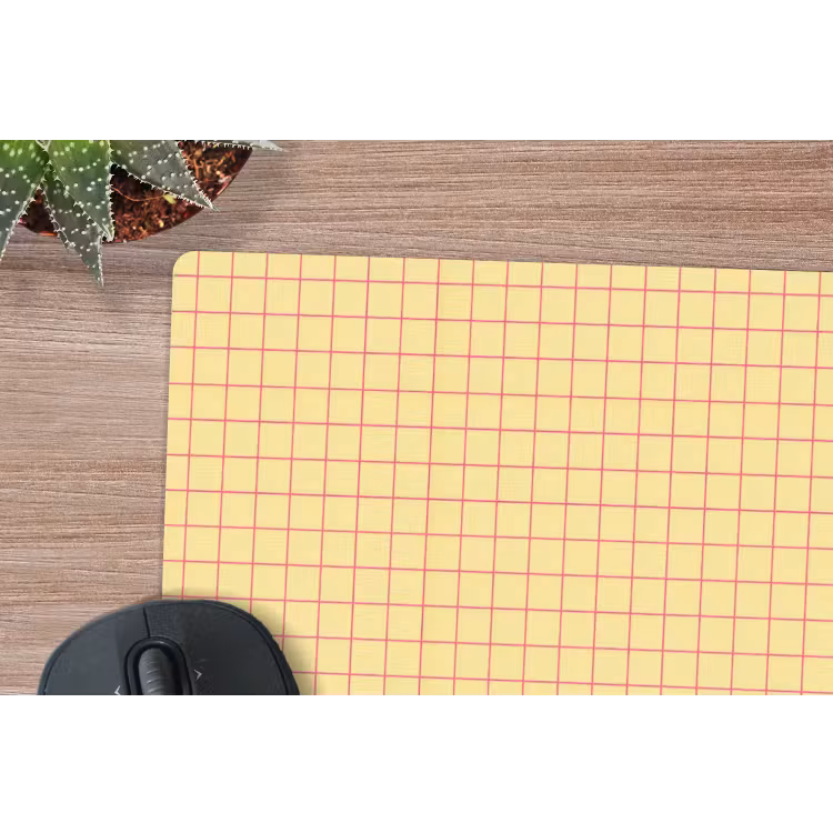 Muismat - Ruitjes - Grid - Minimalistisch - Geel - Roze — 4