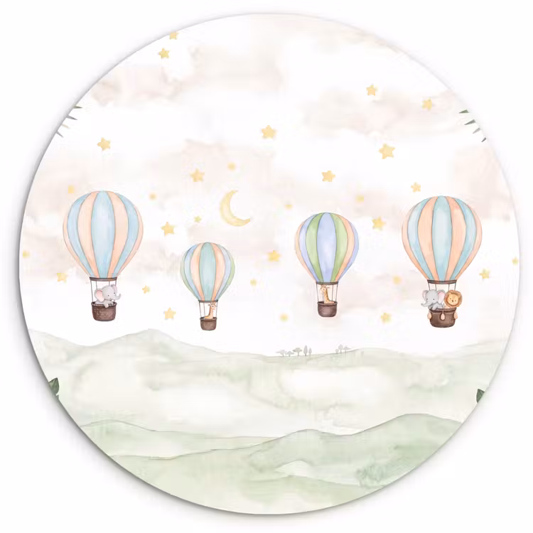 Muurcirkel - Aquarel - Luchtballonnen - Pastel — 1