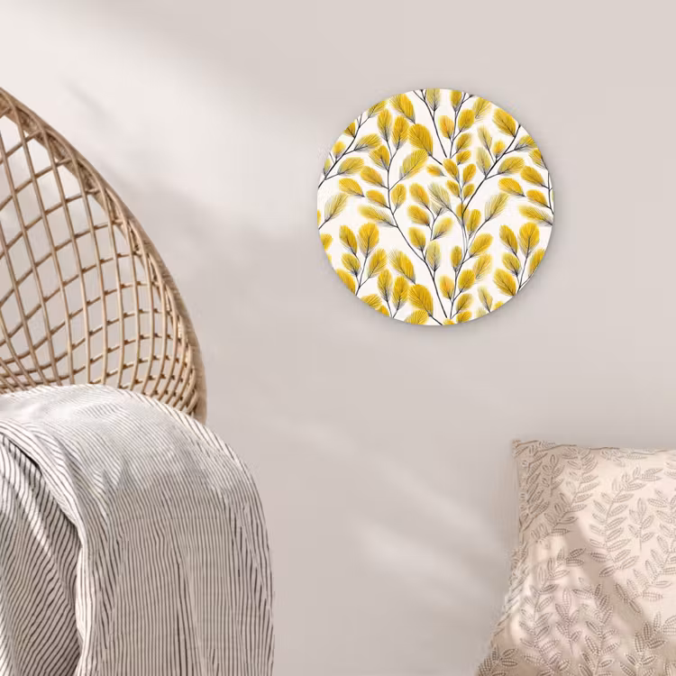 Muurcirkel - Bladeren - Botanisch - Elegant - Geel - Zwart — 5