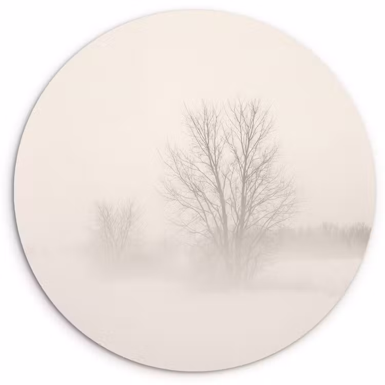 Muurcirkel - Boom - Mist - Sneeuw - Winter - Minimalistisch — 1