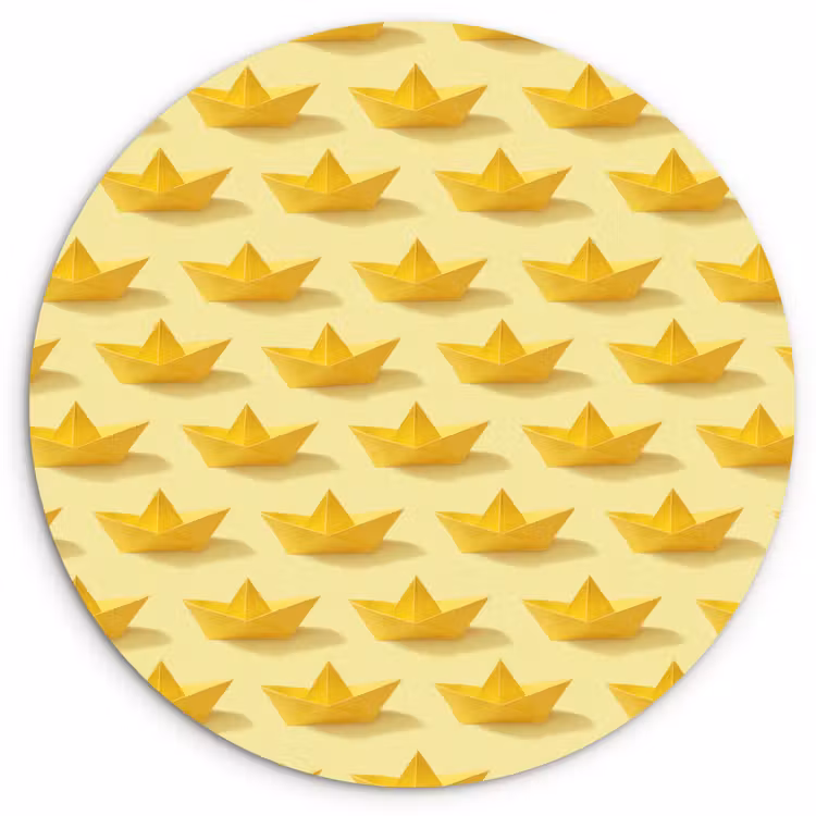 Muurcirkel - Bootjes - Origami - Creatief - Geel — 1
