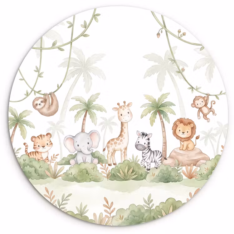Muurcirkel - Dieren - Jungle - Pastel — 1
