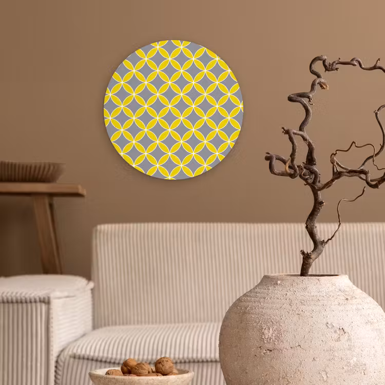 Muurcirkel - Geometrisch - Cirkels - Modern - Grijs - Geel — 2