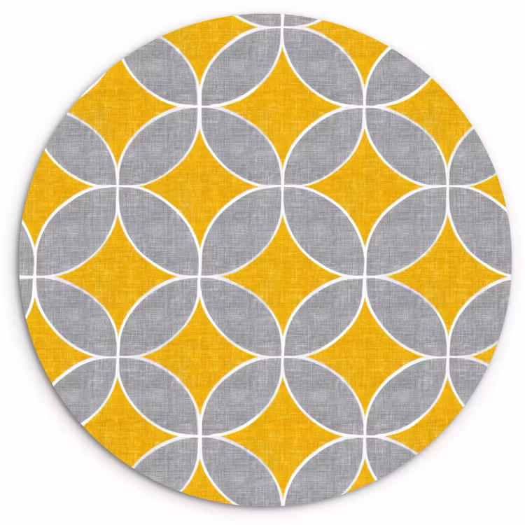 Muurcirkel - Geometrisch - Cirkels - Textuur - Grijs - Geel — 1