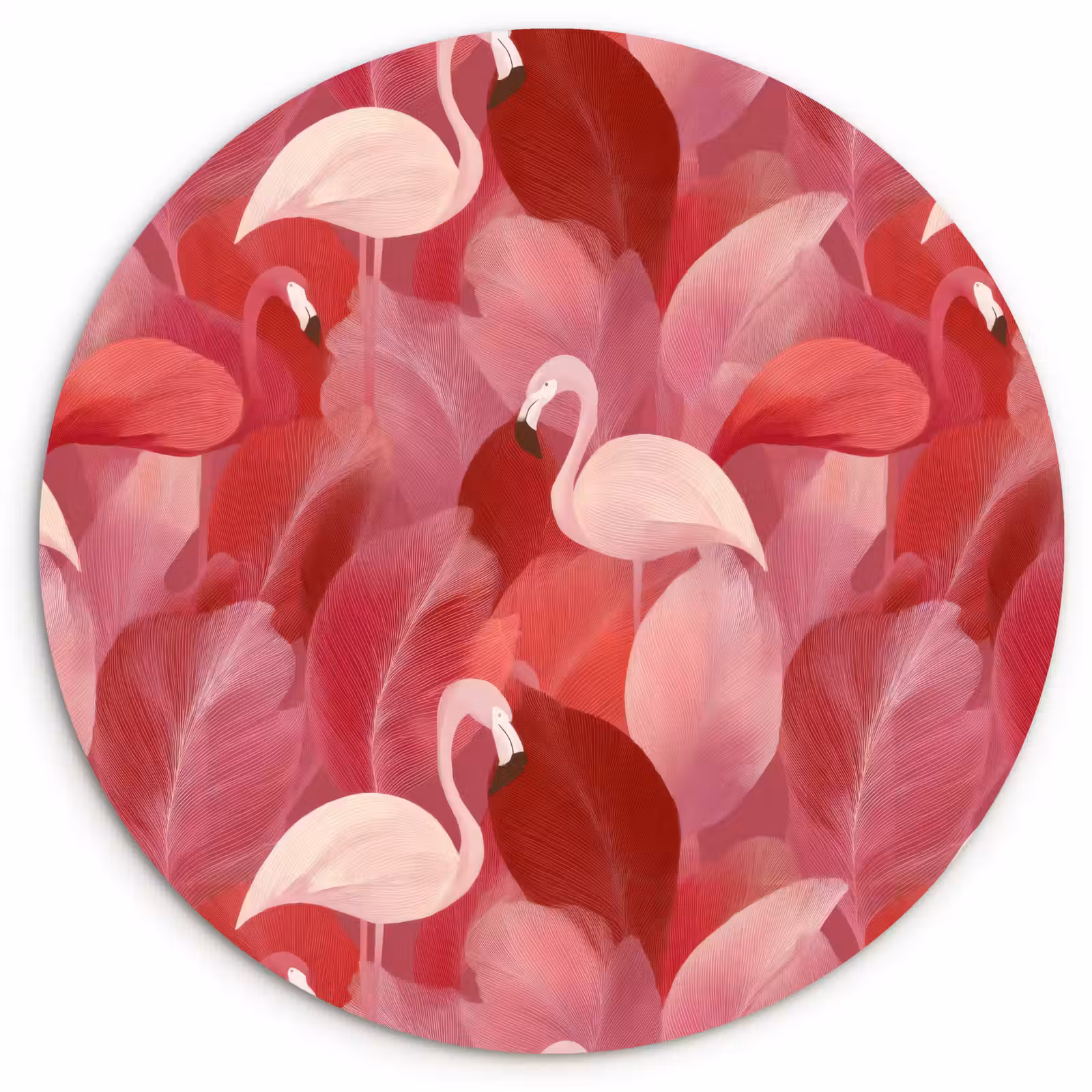 Muurcirkel - Flamingo - Botanisch - Elegant - Roze - Rood — 1