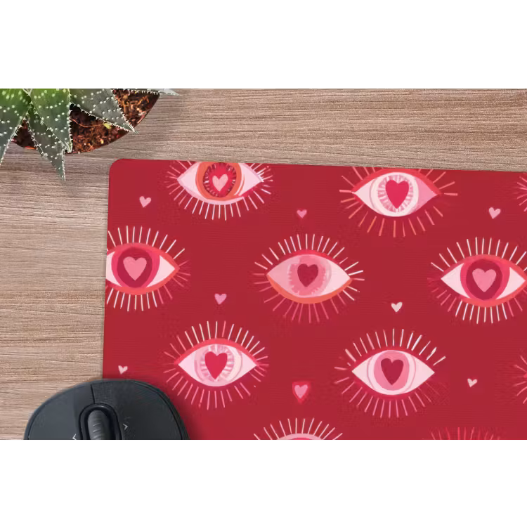 Muismat - Ogen - Patroon - Roze - Donkerrood — 4