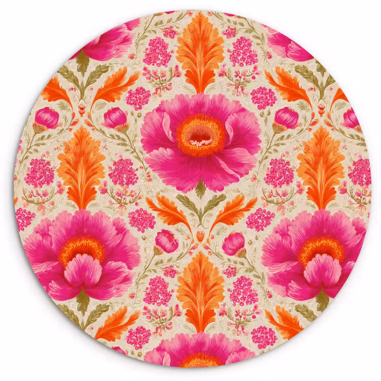 Muurcirkel - Bloemen - Barok - Roze - Oranje — 1