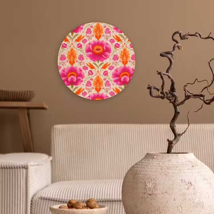 Muurcirkel - Bloemen - Barok - Roze - Oranje — 2