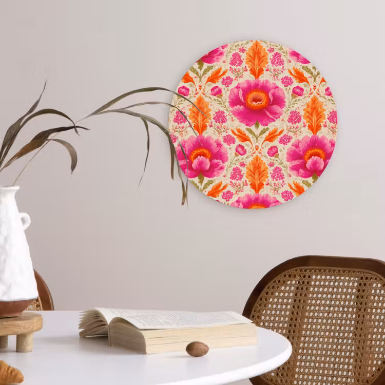 Muurcirkel - Bloemen - Barok - Roze - Oranje — 4