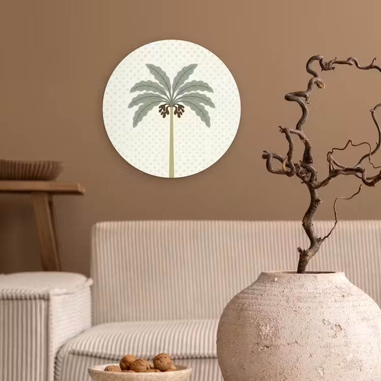 Muurcirkel - Boom - Bladeren - Groen - Decoratief - Beige — 2