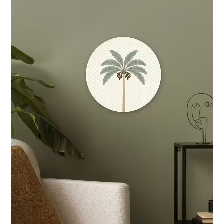 Muurcirkel - Boom - Bladeren - Groen - Decoratief - Beige — 3