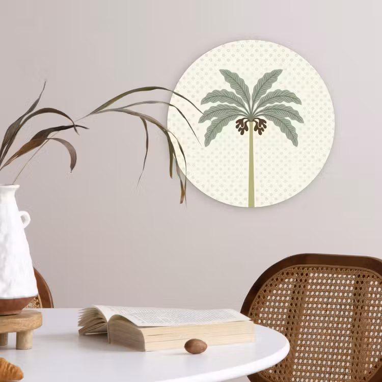 Muurcirkel - Boom - Bladeren - Groen - Decoratief - Beige — 4
