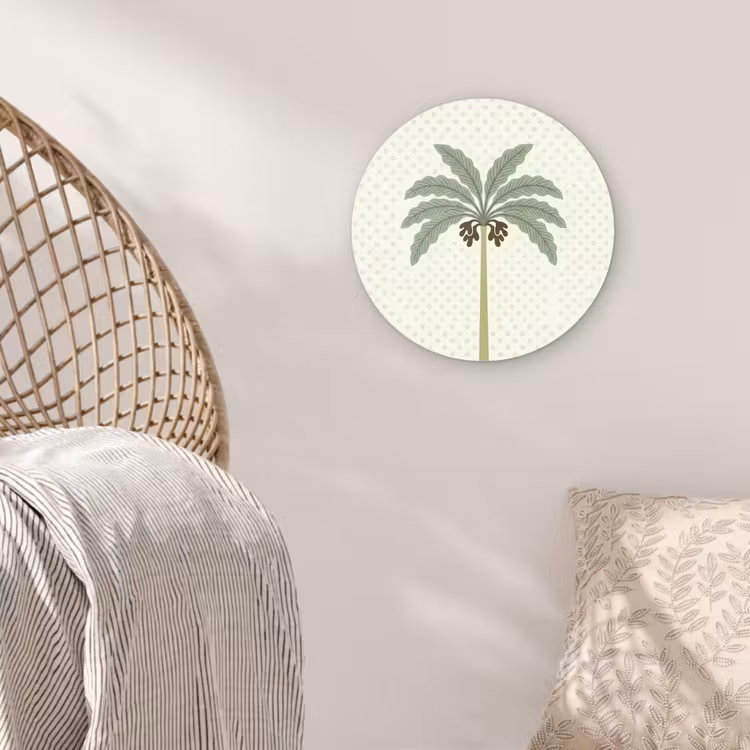 Muurcirkel - Boom - Bladeren - Groen - Decoratief - Beige — 5