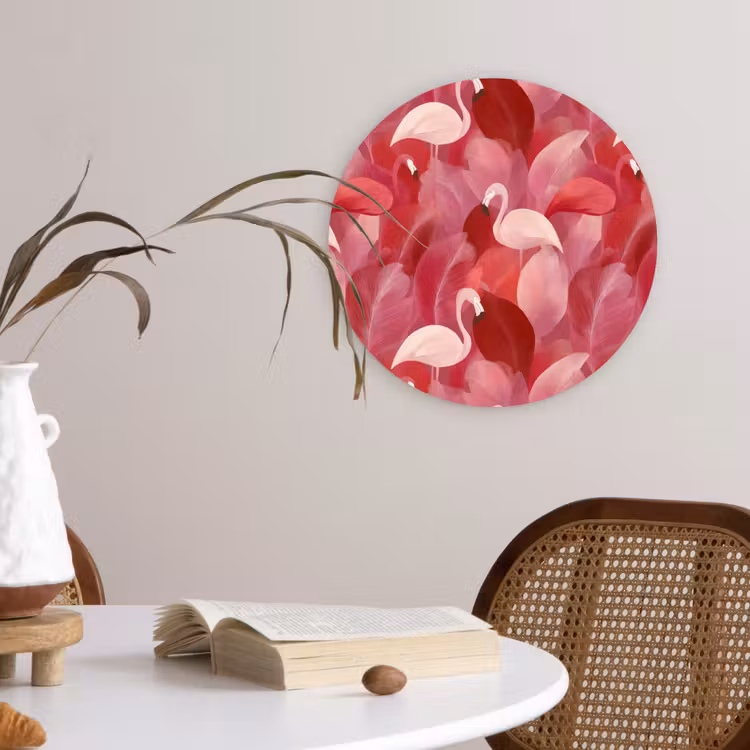 Muurcirkel - Flamingo - Botanisch - Elegant - Roze - Rood — 4