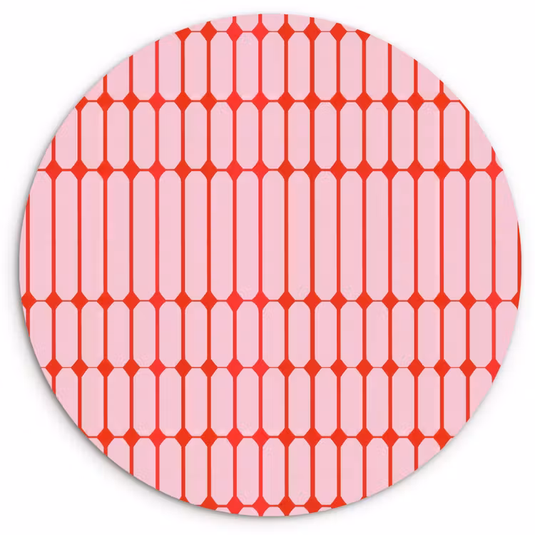 Muurcirkel - Geometrisch - Minimalistisch - Rood - Roze — 1