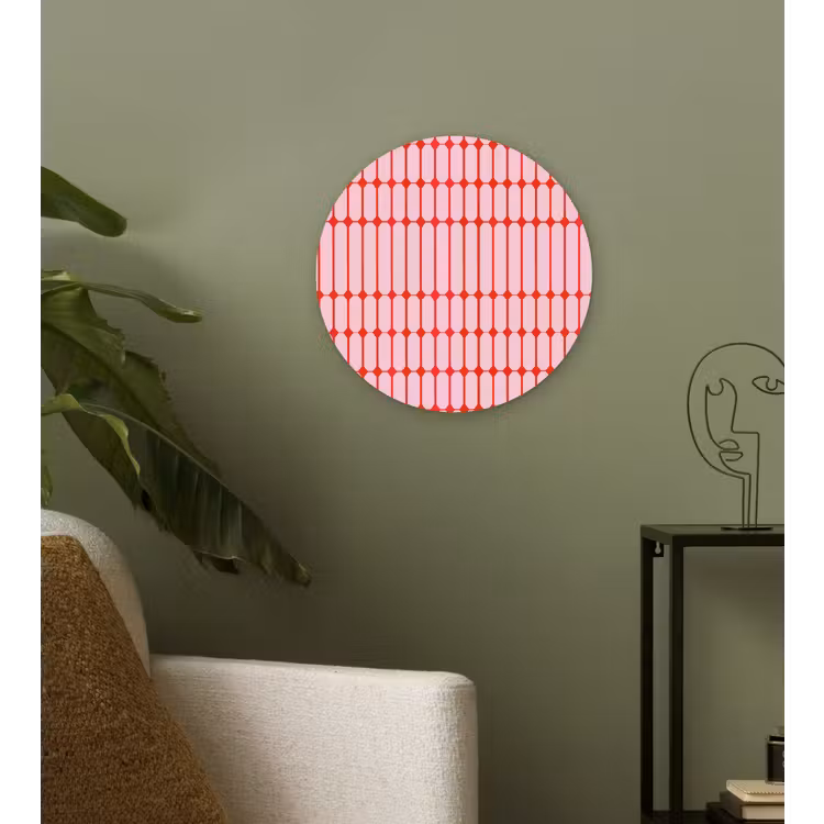 Muurcirkel - Geometrisch - Minimalistisch - Rood - Roze — 3
