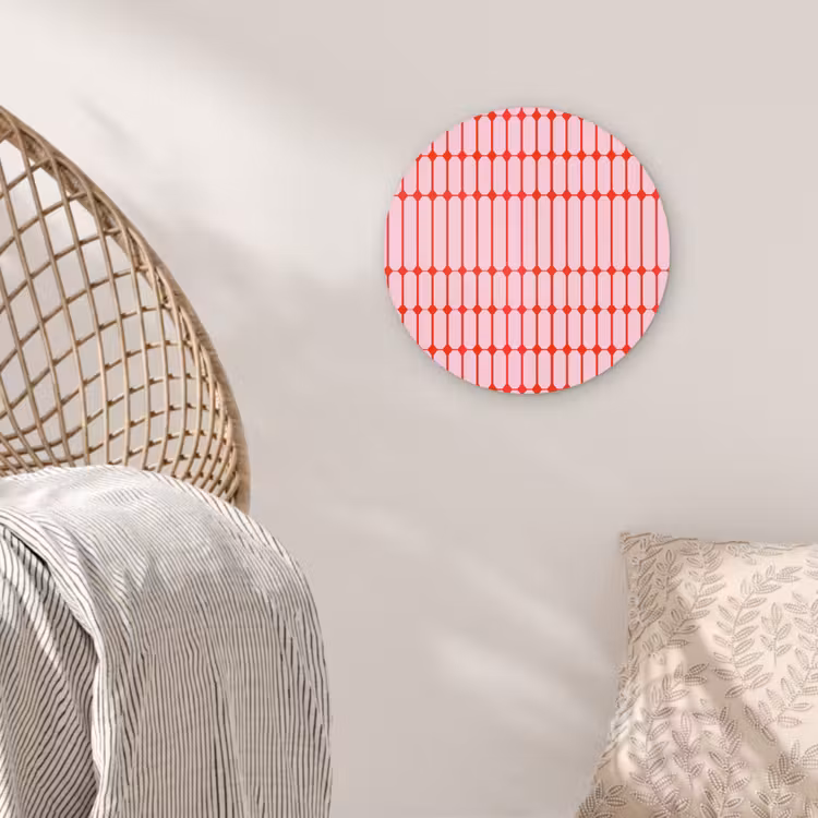 Muurcirkel - Geometrisch - Minimalistisch - Rood - Roze — 5