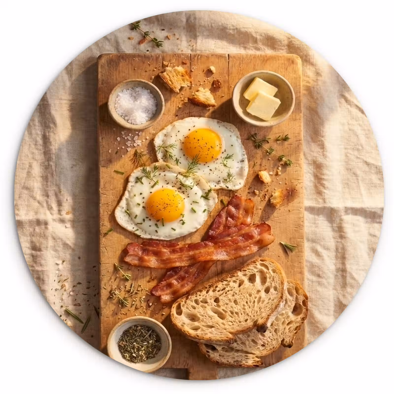 Muurcirkel - Eten - Ontbijt - Hout - Rustiek - Geel — 1