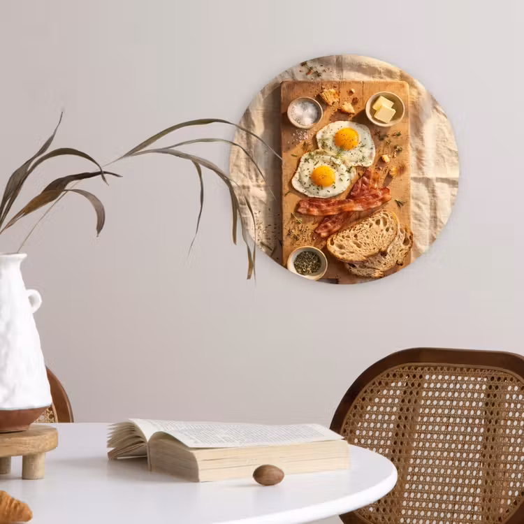 Muurcirkel - Eten - Ontbijt - Hout - Rustiek - Geel — 4