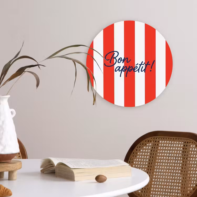 Muurcirkel - Eten - Spreuk - Keuken - Grafisch - Rood-Wit — 4