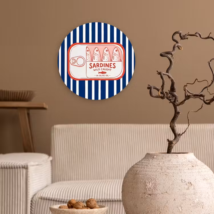 Muurcirkel - Eten - Vis - Blik - Illustratie - Rood — 2