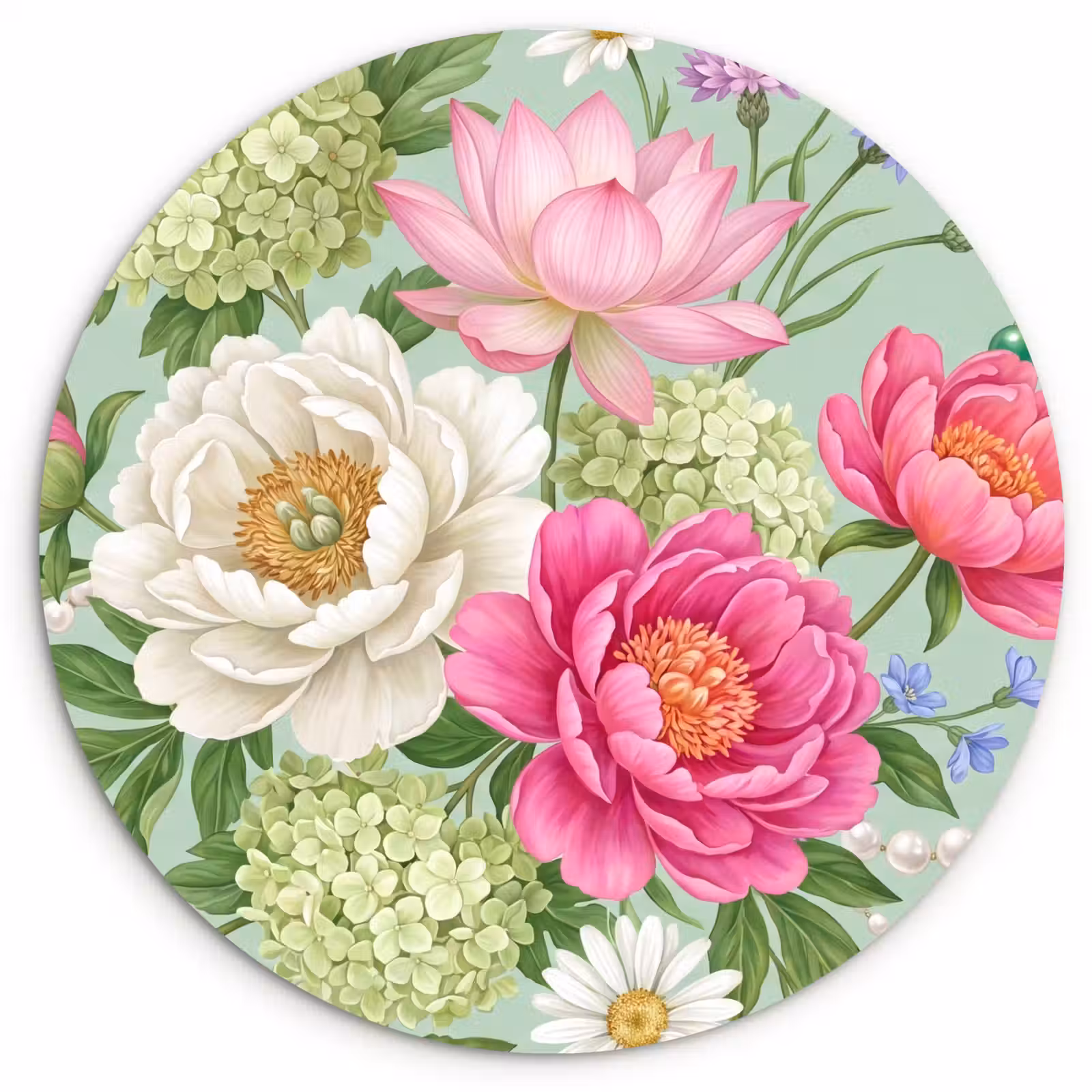 Muurcirkel - Bloemen - Patroon - Botanisch - Groen — 1