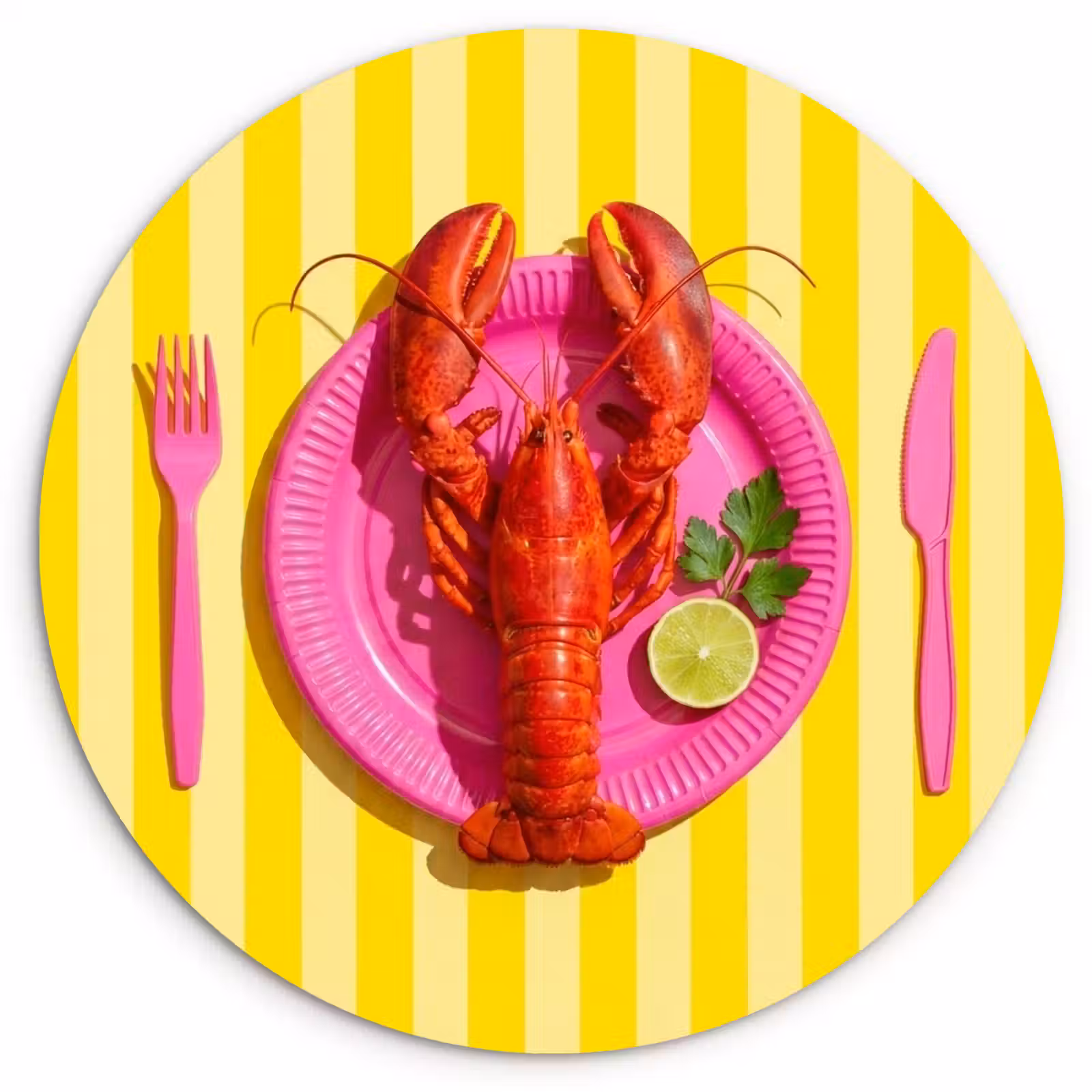Muurcirkel - Eten - Roze - Geel - Modern - Culinaire — 1