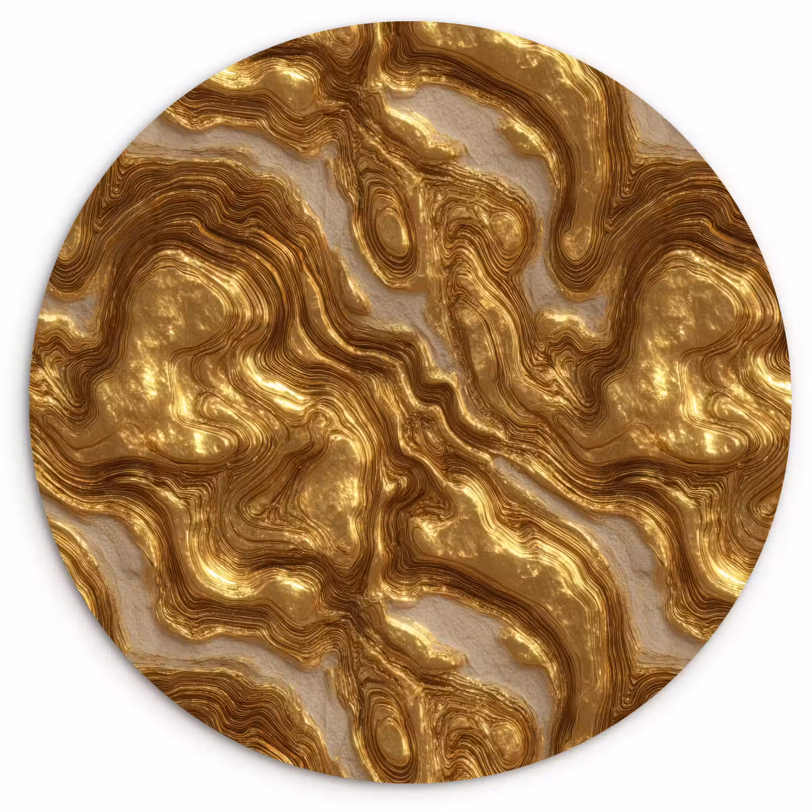 Muurcirkel - Golven - Organisch - Goud - Crème — 1