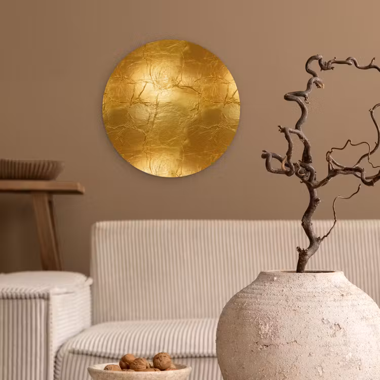 Muurcirkel - Bladgoud - Vintage - Textuur - Warm Goud — 2