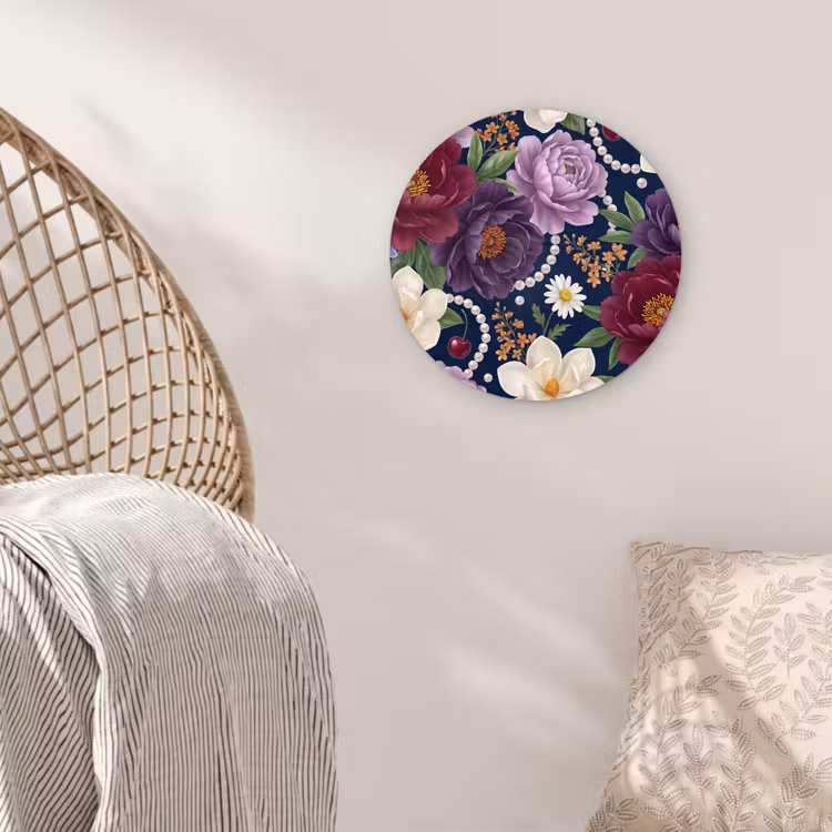 Muurcirkel - Bloemen - Parels - Decoratie - Modern - Blauw — 5