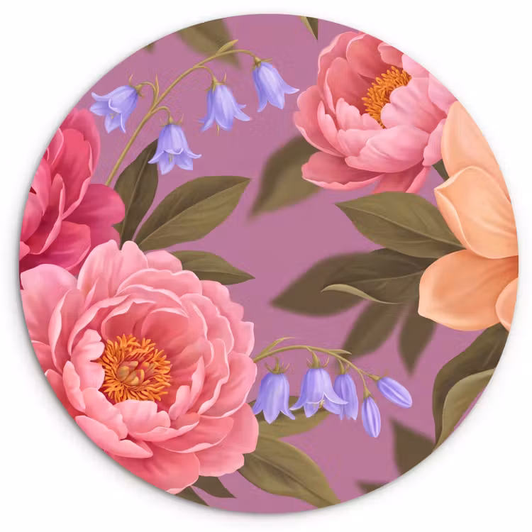 Muurcirkel - Bloemen - Patroon - Illustratie - Roze — 1