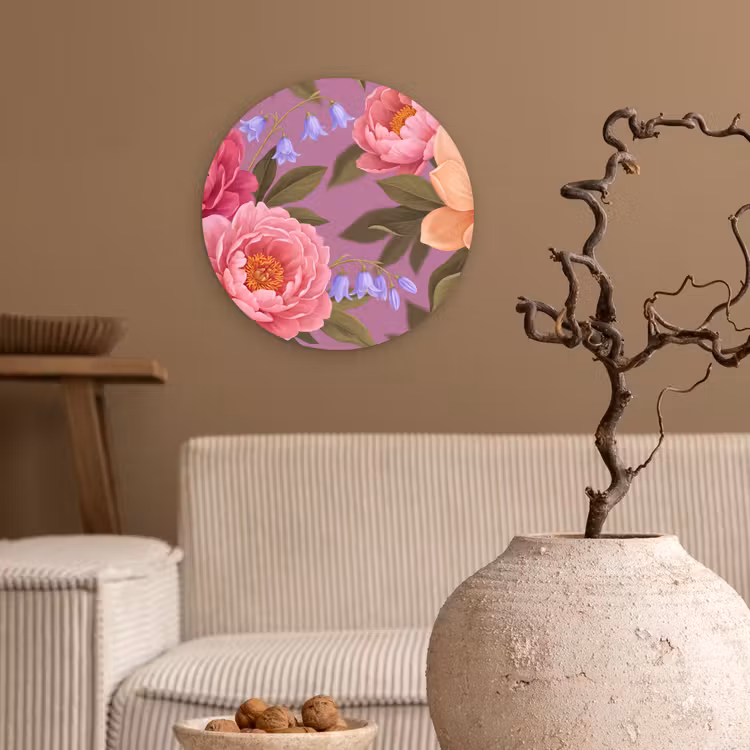 Muurcirkel - Bloemen - Patroon - Illustratie - Roze — 2