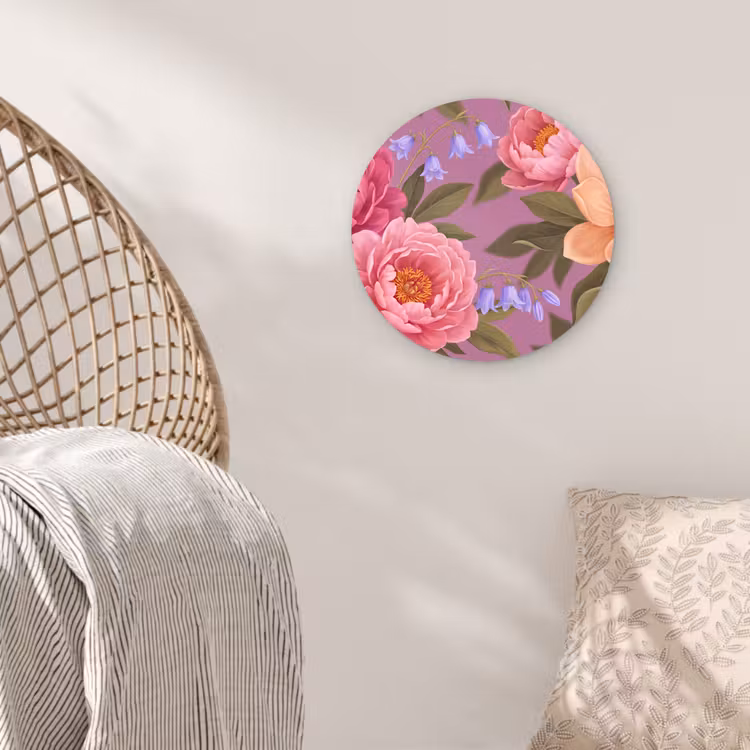 Muurcirkel - Bloemen - Patroon - Illustratie - Roze — 5
